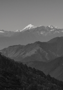 a view of mountain peaks