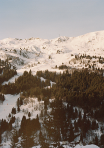 A mountain covered in snow