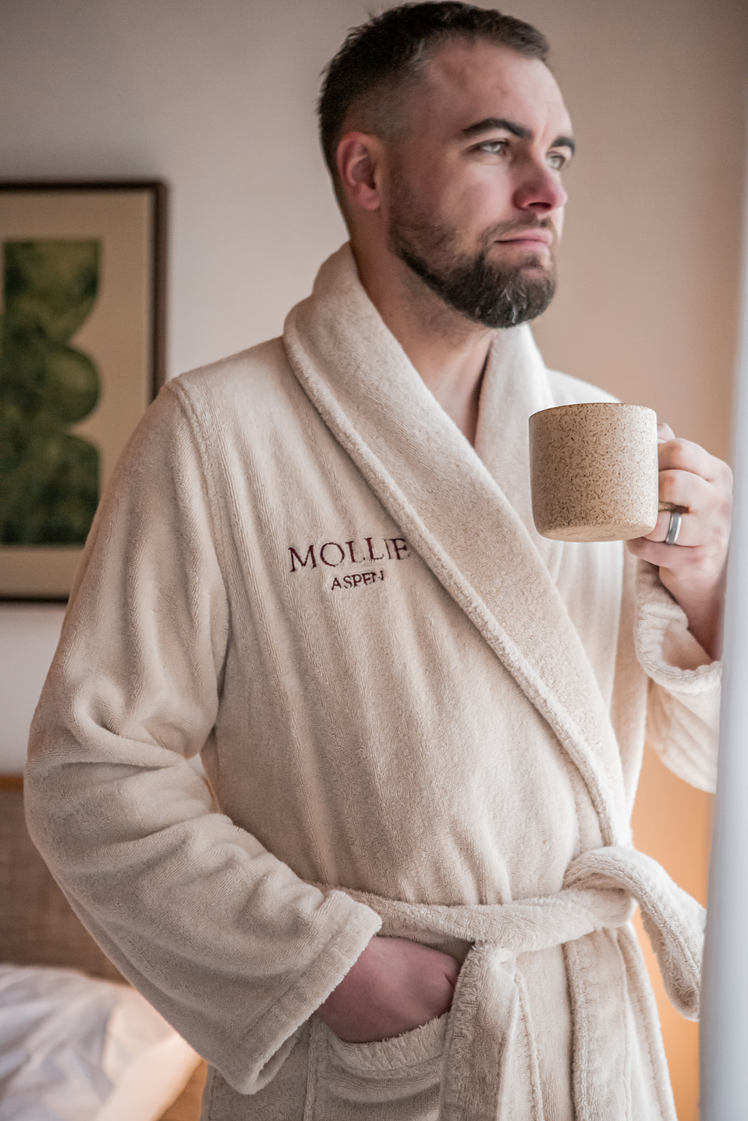Guest having coffee in Guest Room at MOLLIE Aspen