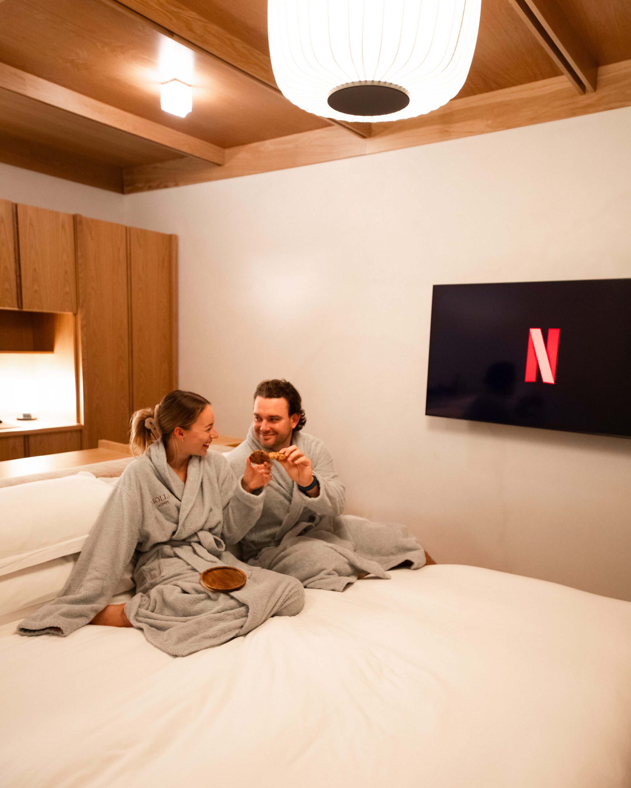 Guests in robes in MOLLIE Aspen room