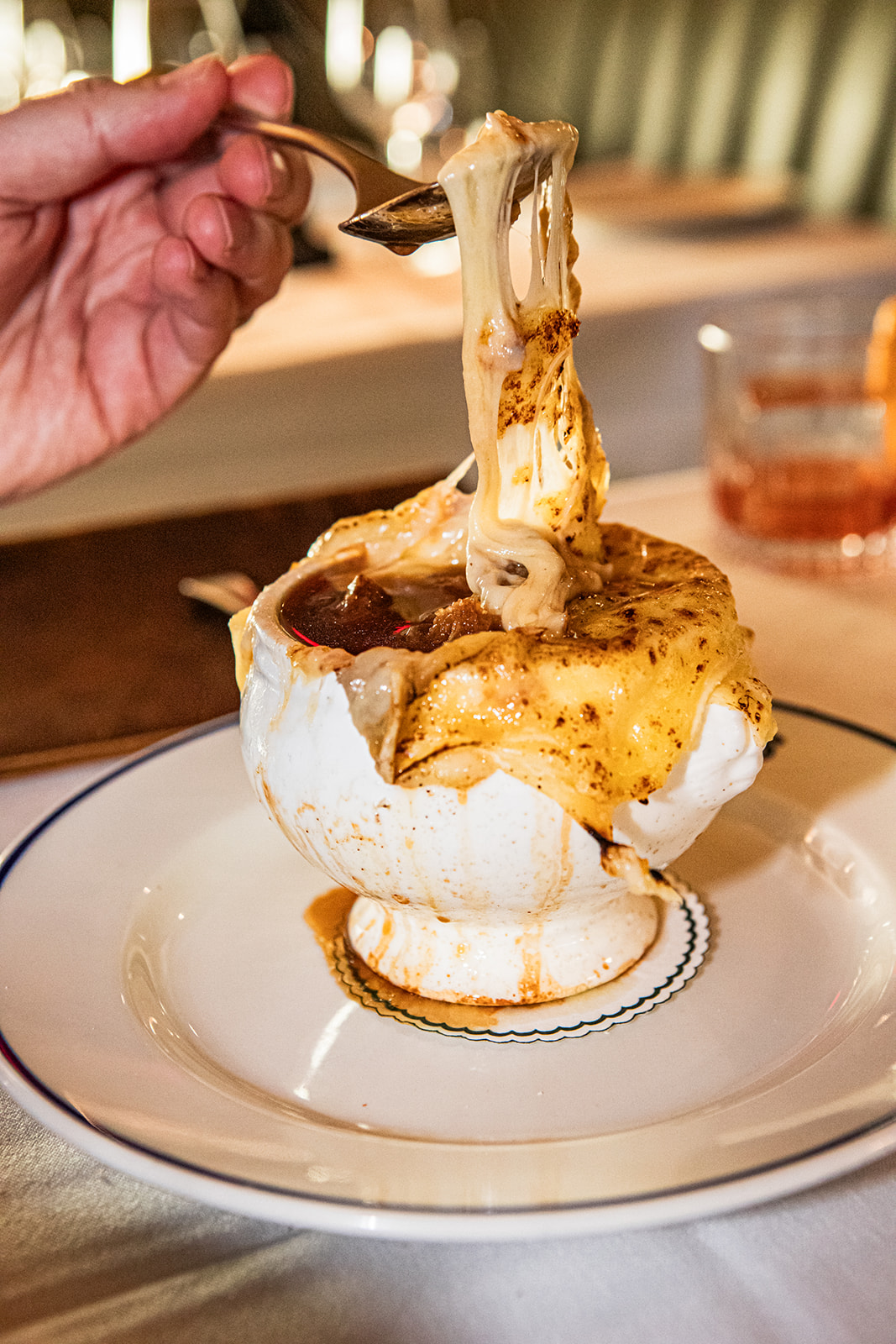 French onion soup at Petit Trois Aspen at MOLLIE Aspen
