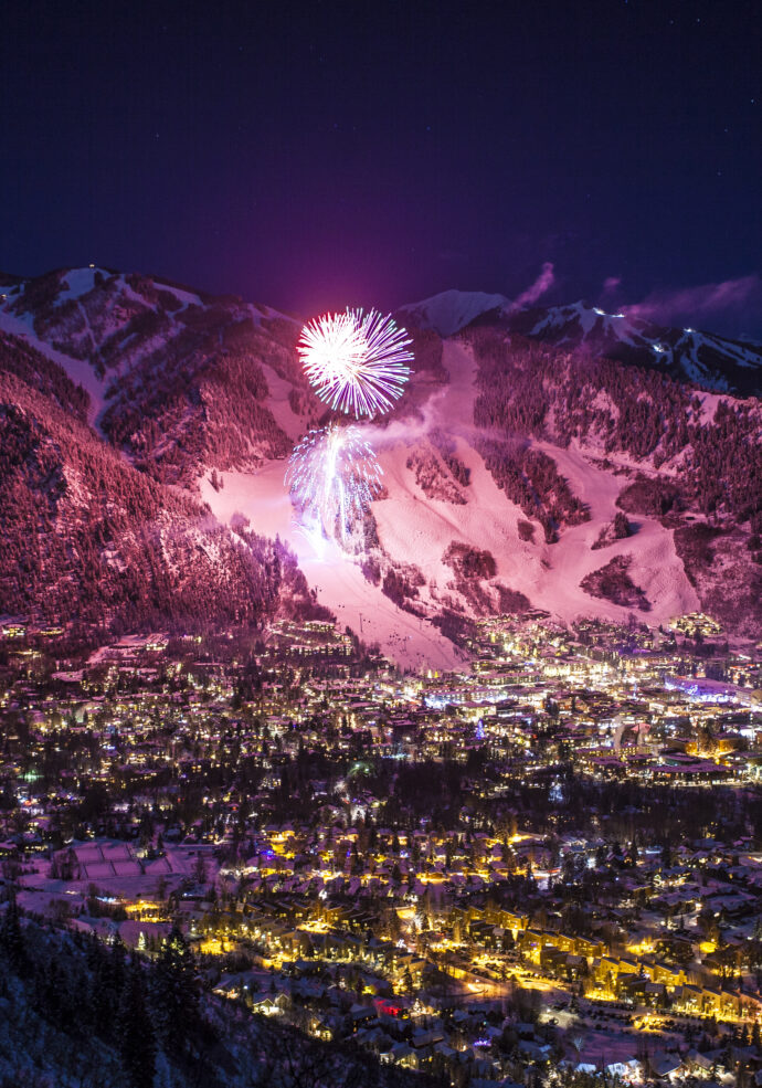Winter fireworks in Aspen, CO